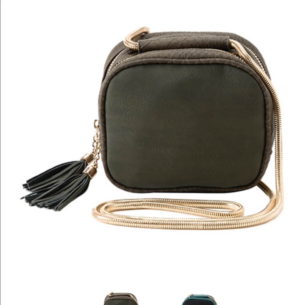 NWT olive green vegan leather cross body bag